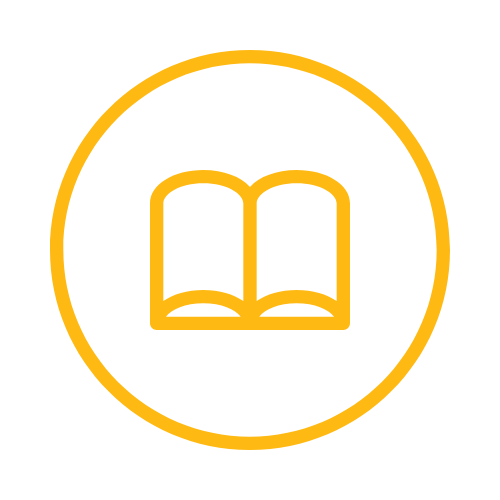 This is an icon of a yellow book inside a circle.